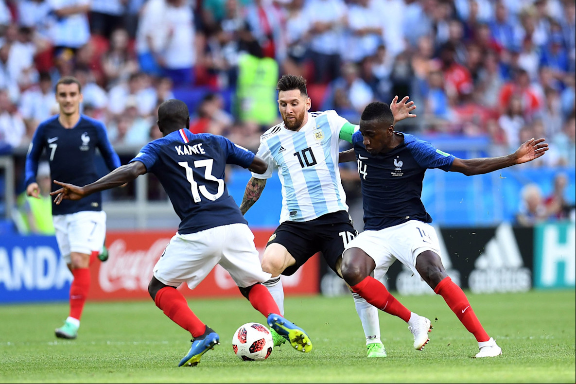 Soccer_Argentina forward Lionel Messi and midfielder N'Golo Kante